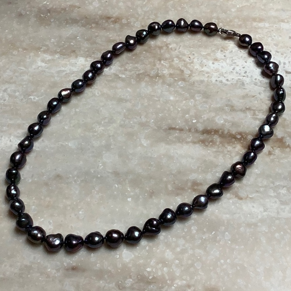 😍925 Silver Black Baroque Pearls😍NWOT